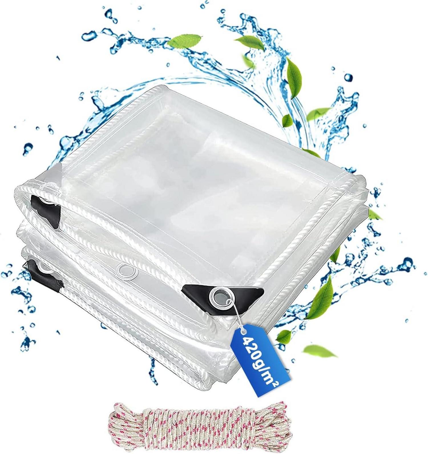 Transparente Premium PVC Abdeckplane 3x4m, 420g/m² Wasserdicht mit