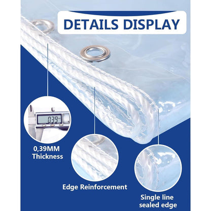 Transparente PVC Plane 3x5m mit Ösen, 420g/m² Wasserdicht