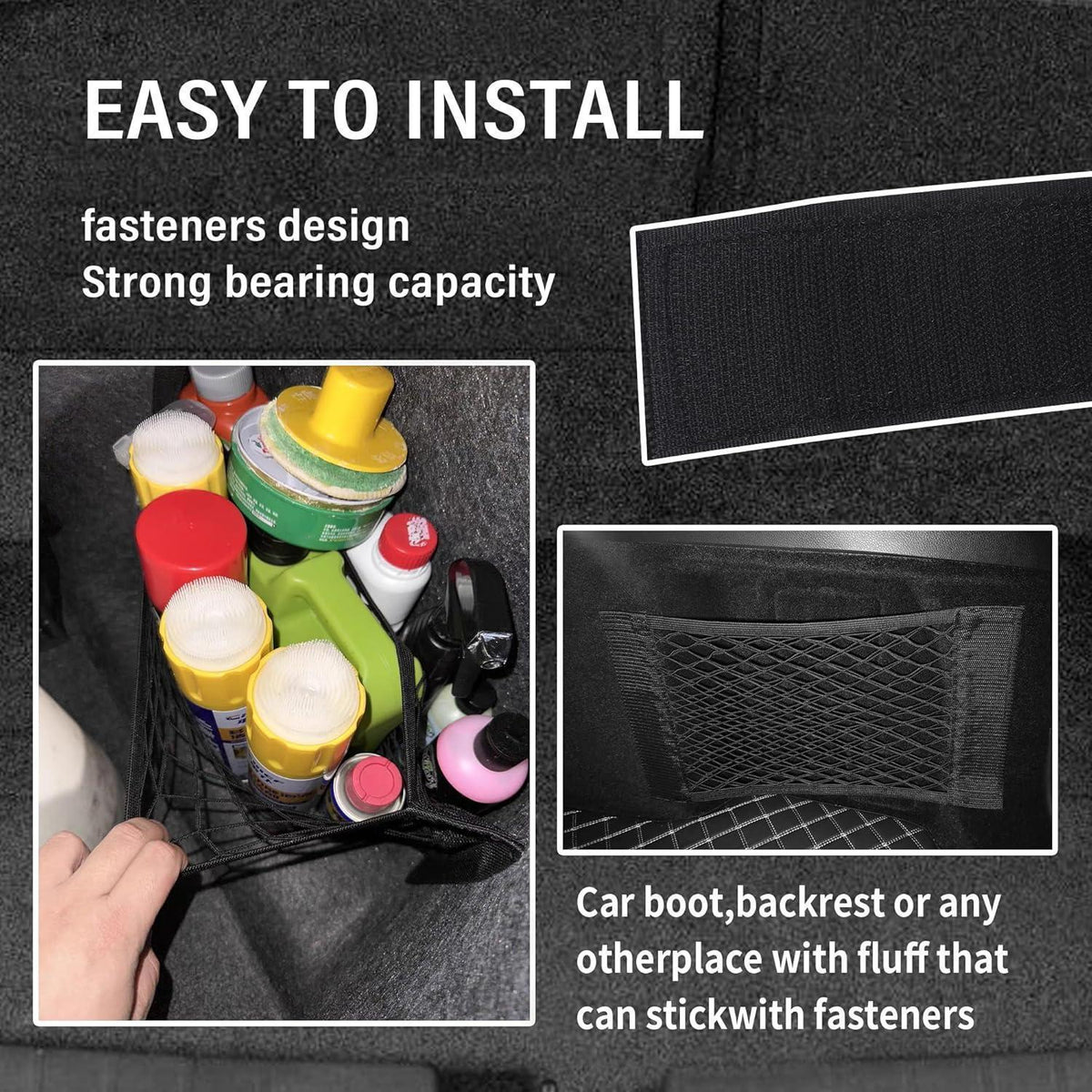 Auto Kofferraum Organizer mit Klettverschluss – 3er Set (60x25cm)