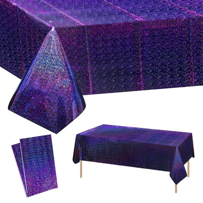 2x Lila Glitzer Tischdecke – 137x274cm Partydeko