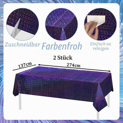 2x Lila Glitzer Tischdecke – 137x274cm Partydeko
