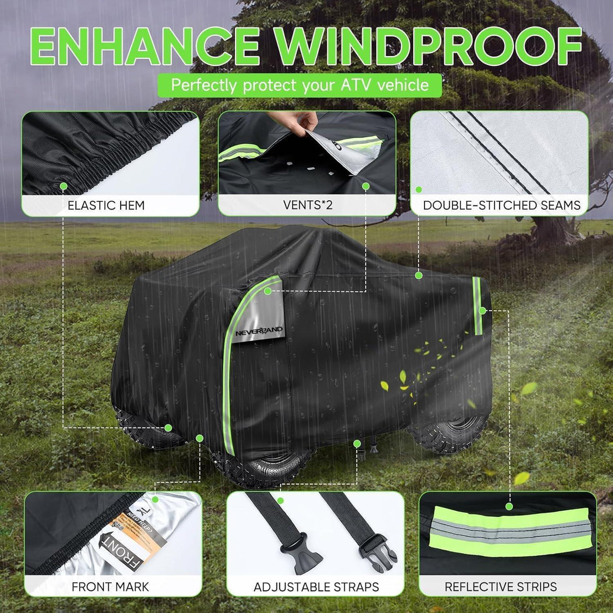 Quad Abdeckplane Wasserdicht XL 210x120x115cm mit Luftschlitzen