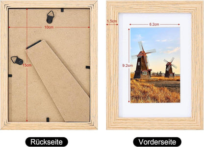 12er Set Bilderrahmen Holz 10x15 cm Fotorahmen Passepartout Posterrahmen
