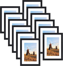 Bilderrahmen 15x20 cm Set 12er Fotorahmen Schwarz Holzrahmen