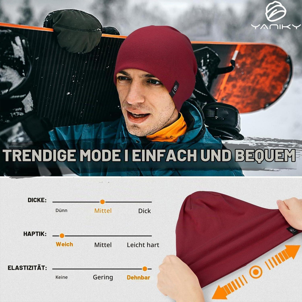 Leichte Baumwollmütze Rot für Damen und Herren