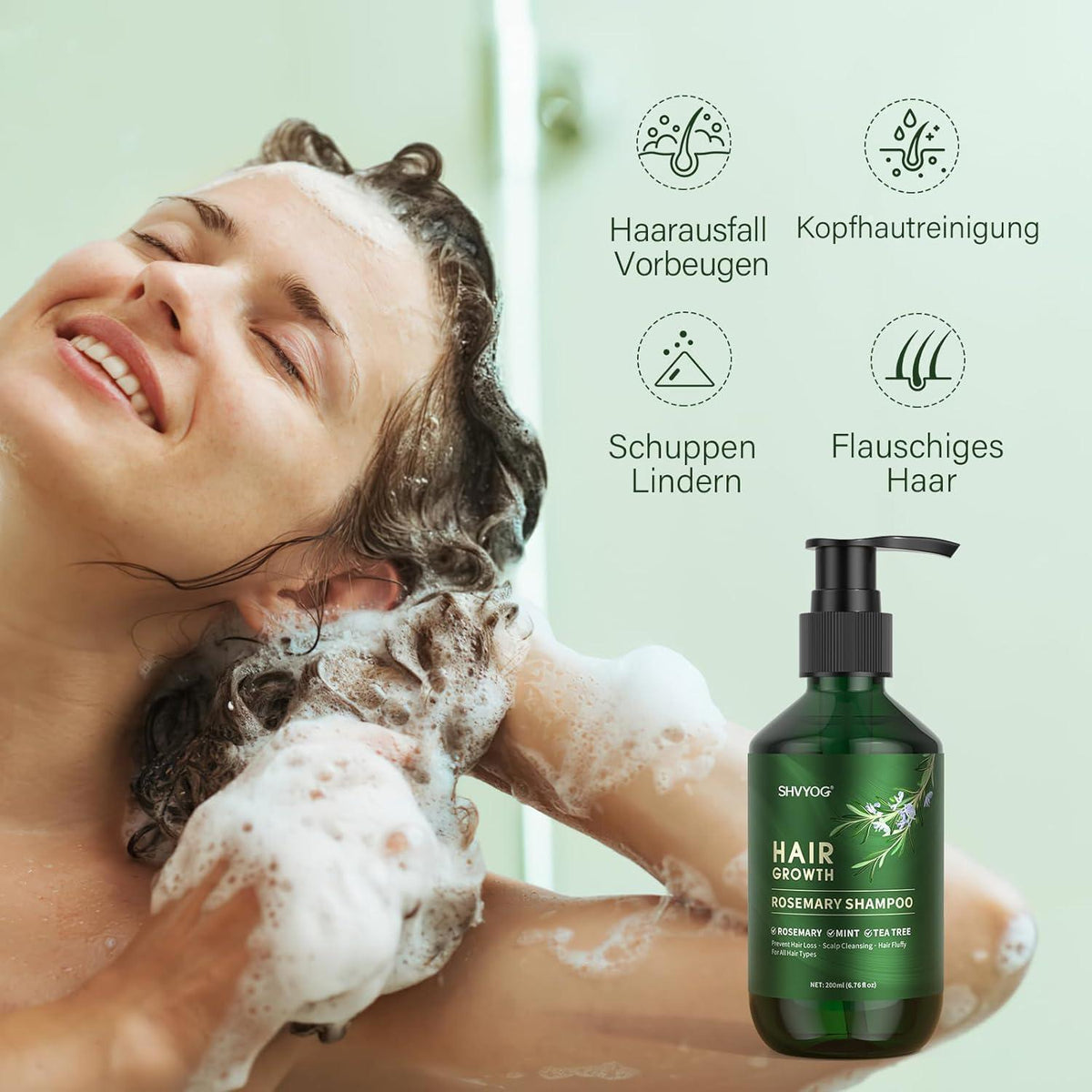 Rosmarin Shampoo & Conditioner Set mit Haarwuchsöl + Bürste