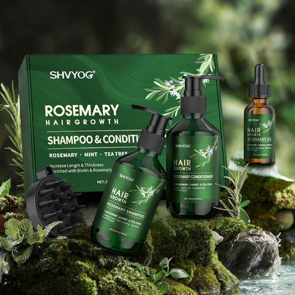 Rosmarin Shampoo & Conditioner Set mit Haarwuchsöl + Bürste