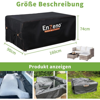 Wasserdichte Gartenmöbel Abdeckung 160x90x74cm – Winterfest & Robust
