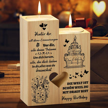 Romantischer Kerzenständer Herzform mit Spruch zum Geburtstag
