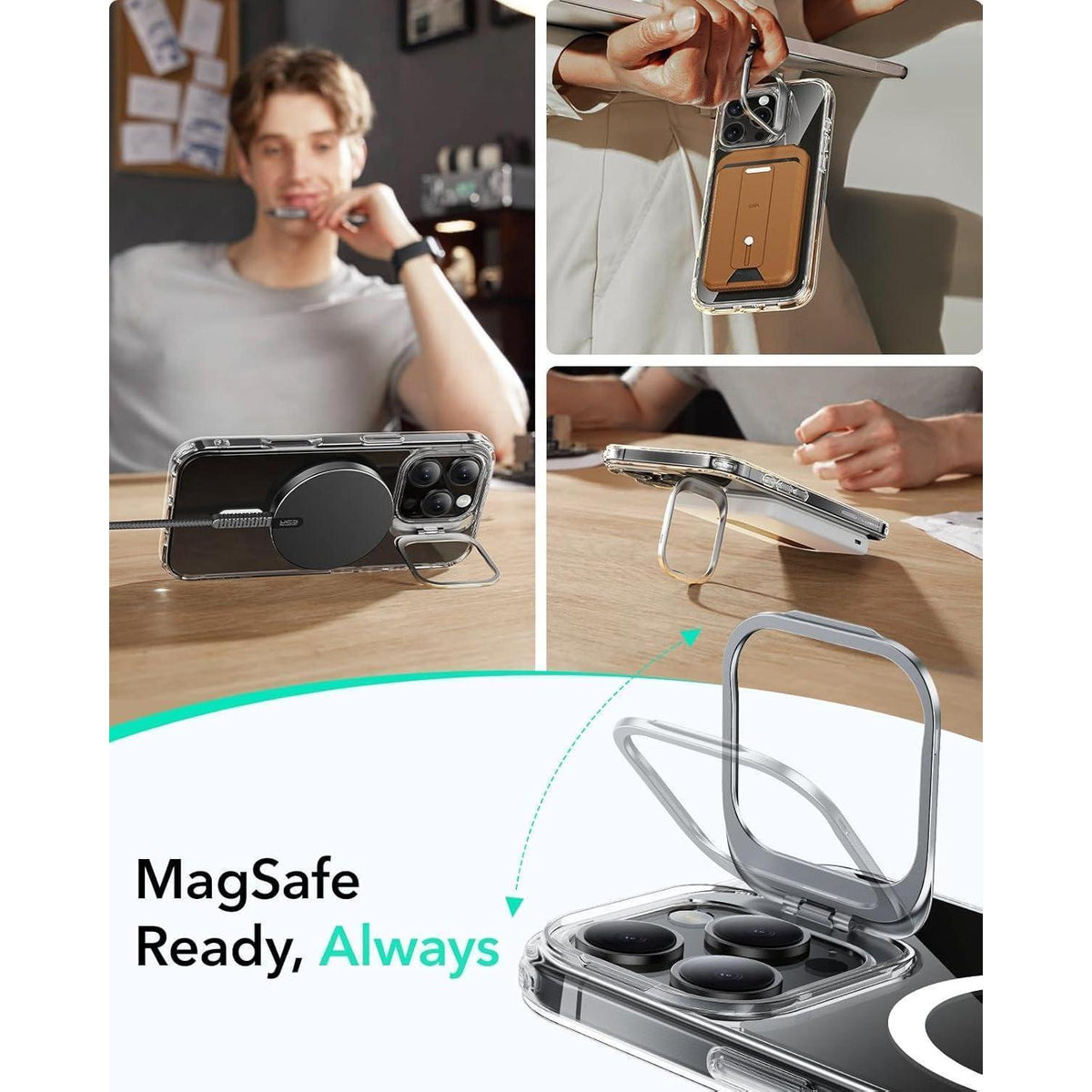 iPhone 16 Pro Hülle mit MagSafe & Ständer, Klar