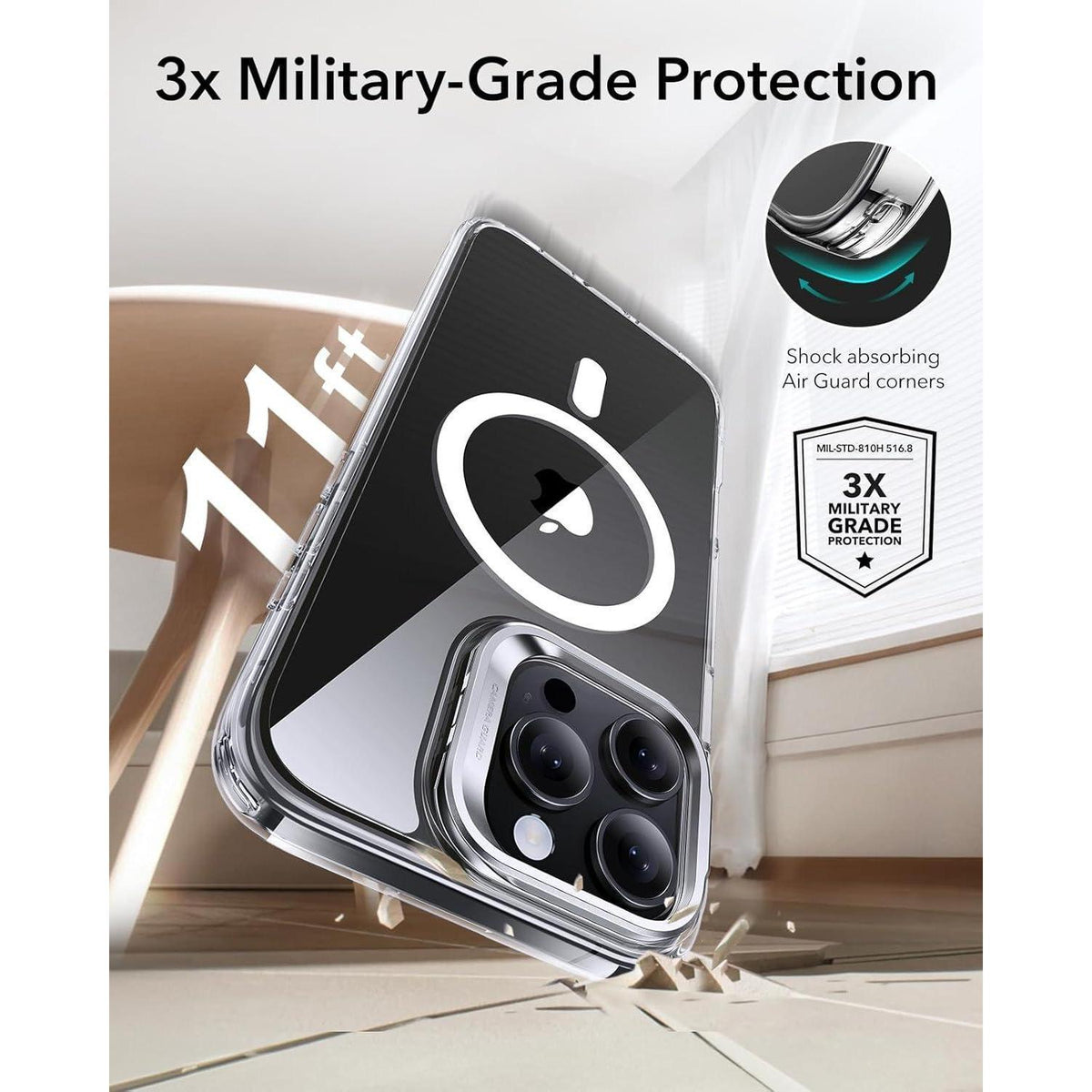 iPhone 16 Pro Hülle mit MagSafe & Ständer, Klar