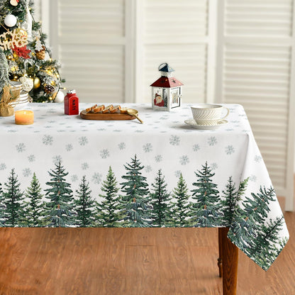 Weihnachts Tischdecke Schneeflocken 140x220 cm - Beige