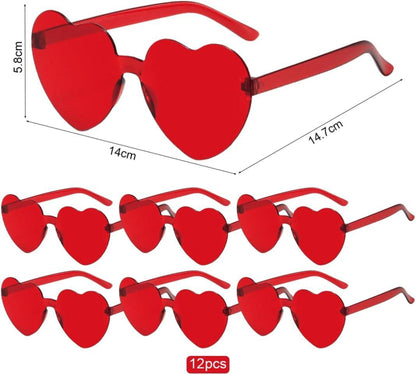 Herz Party Brille Heart Shaped Lustige Fasching 12 Stück Rot