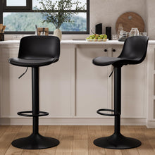 Modernes 2er Set Schwarz Barhocker Höhenverstellbar PU-Leder