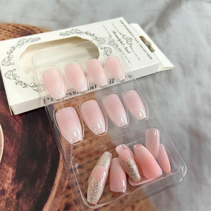 Rosa Glitzer Eckige Press On Nails – 24 Stück Künstliche Nägel