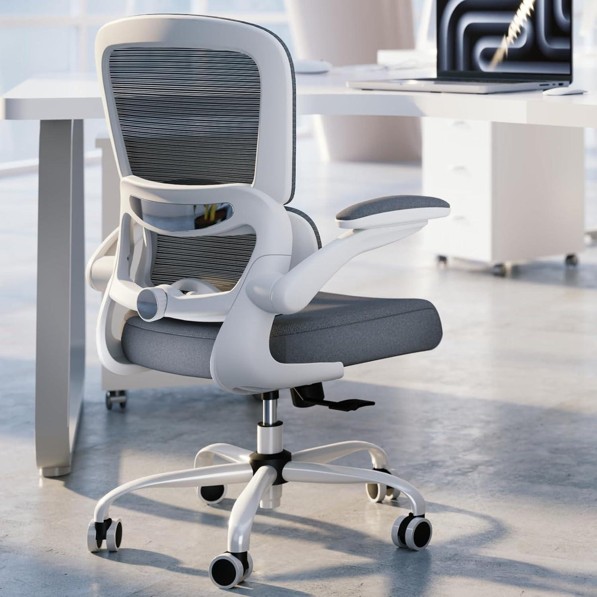 Ergonomischer Bürostuhl Mesh schwarz höhenverstellbar mit Rollen