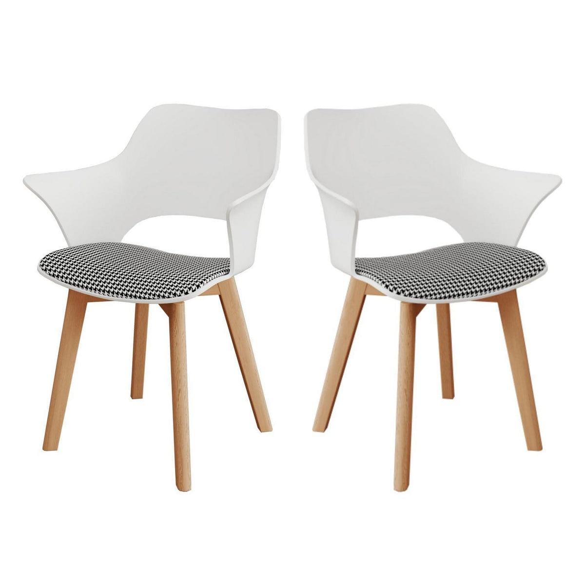 2er-Set Esszimmerstühle Modern Skandinavisch mit Armlehnen Weiß