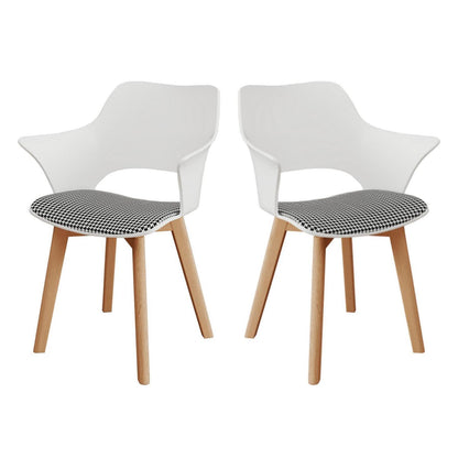 2er-Set Esszimmerstühle Modern Skandinavisch mit Armlehnen Weiß