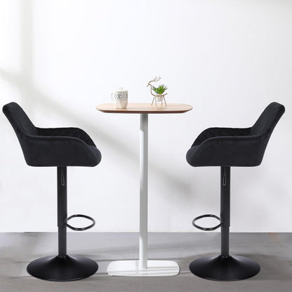 ralex Barhocker Set 2x, Höhenverstellbar & Drehbar, Samt Schwarz