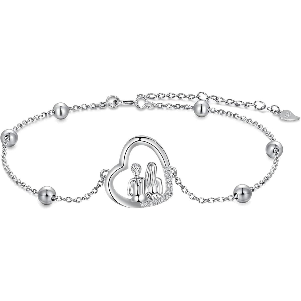 Silber 925 Armband mit Herz Anhänger für Damen