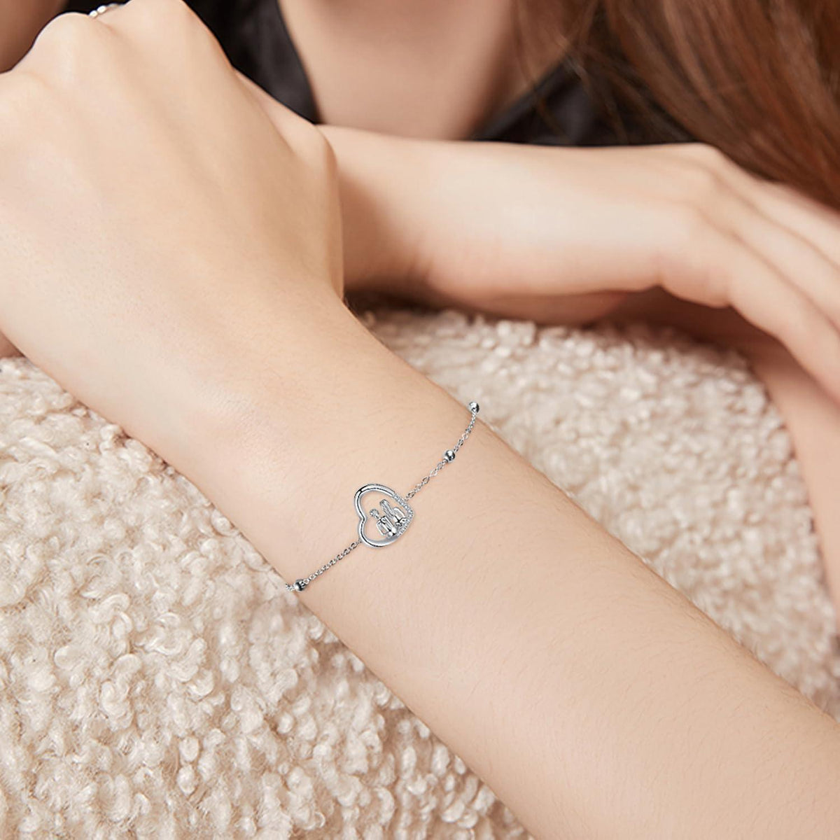 Silber 925 Armband mit Herz Anhänger für Damen