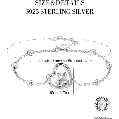 Silber 925 Armband mit Herz Anhänger für Damen
