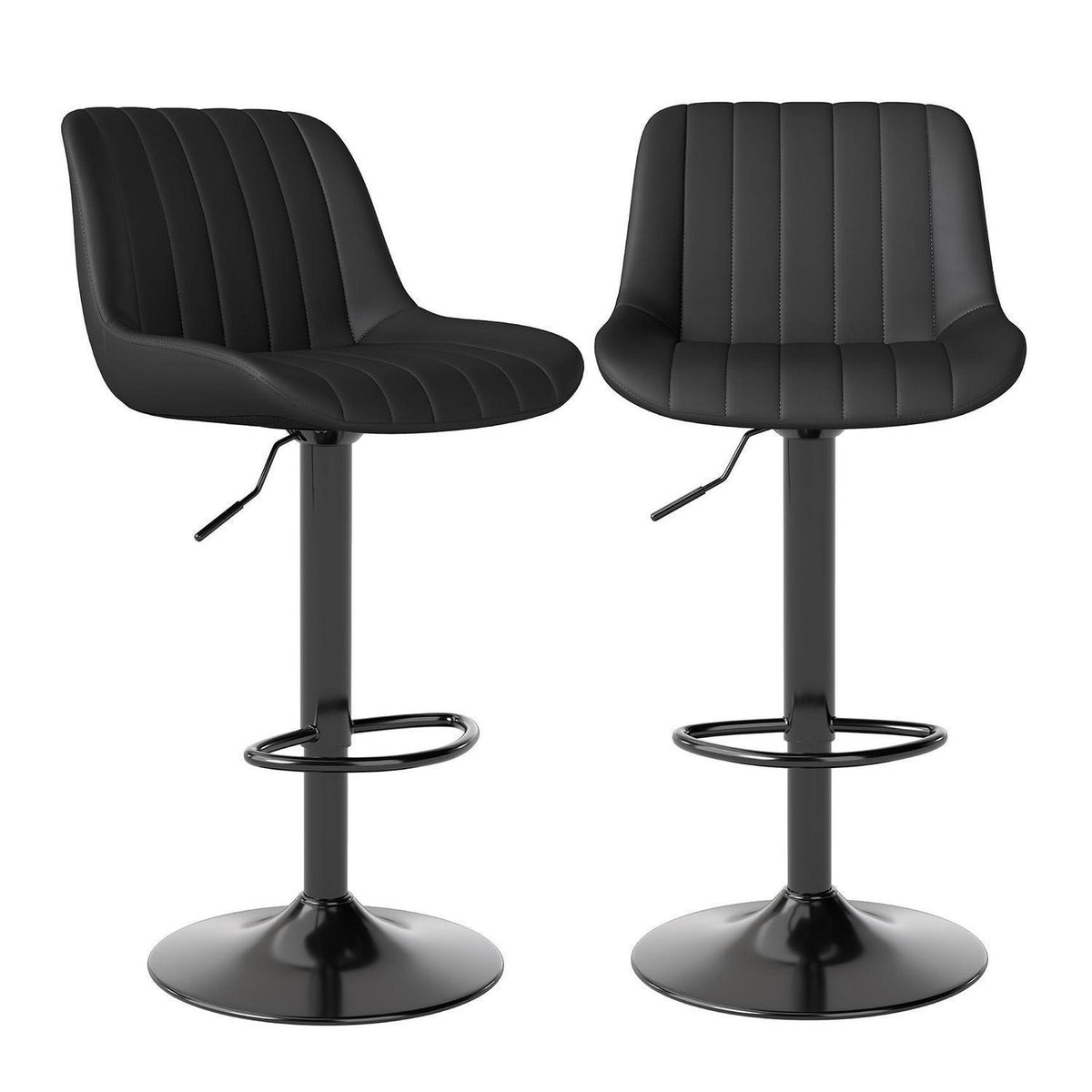 Drehbare Barhocker Set 2 Schwarz, Höhenverstellbar & Komfortabel