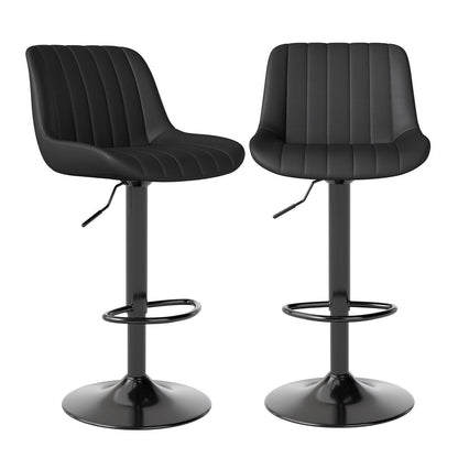 Drehbare Barhocker Set 2 Schwarz, Höhenverstellbar & Komfortabel