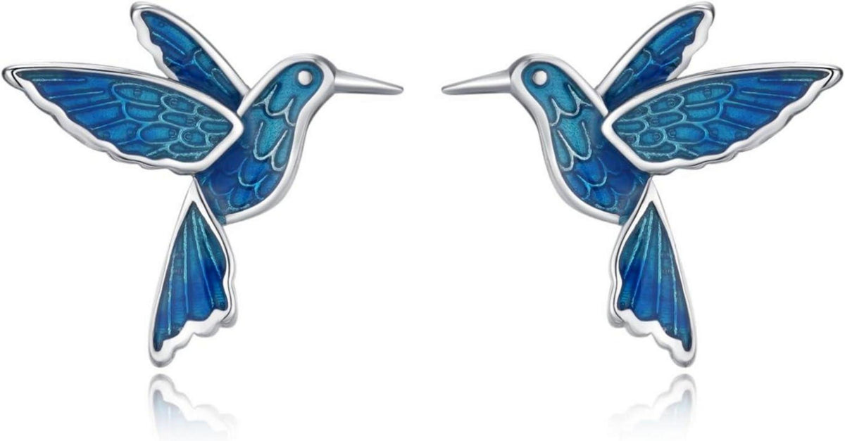 925 Sterling Silber Kolibri Ohrringe Tier Ohrstecker Schmuck