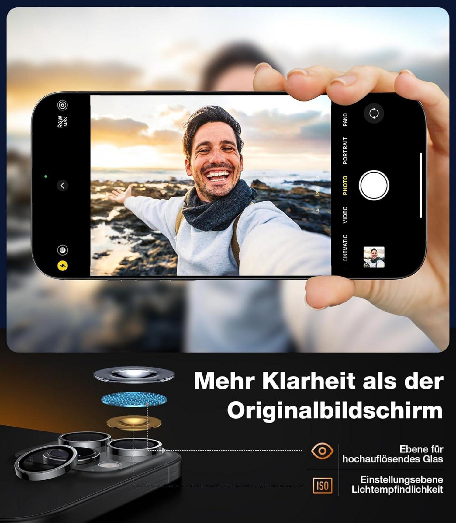 TORRAS iPhone 16 Pro Max Kameraschutz Schwarz Militärgrad
