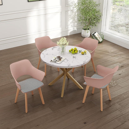 4er-Set Skandinavische Esszimmerstühle mit Armlehnen Rosa