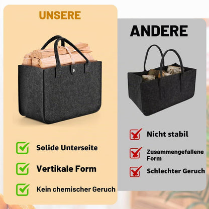 Filztasche Shopper 2er Set - Groß, Faltbar & Robust Dunkelgrau