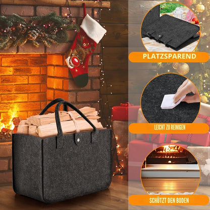 Filztasche Shopper 2er Set - Groß, Faltbar & Robust Dunkelgrau