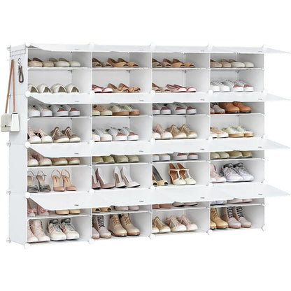 Schuhregal 16 Fächer, Schuhschrank Weiß, Ordnungssystem für Schuhe