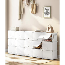 Schuhregal 16 Fächer, Schuhschrank Weiß, Ordnungssystem für Schuhe