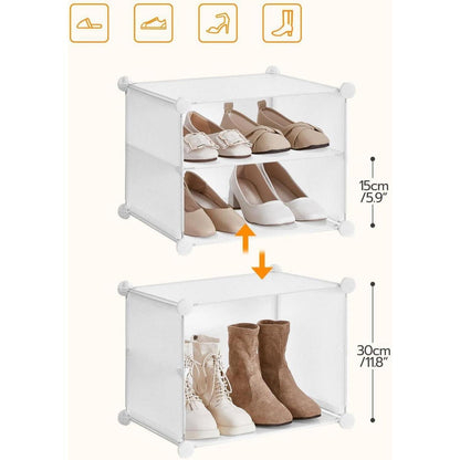 Schuhregal 16 Fächer, Schuhschrank Weiß, Ordnungssystem für Schuhe