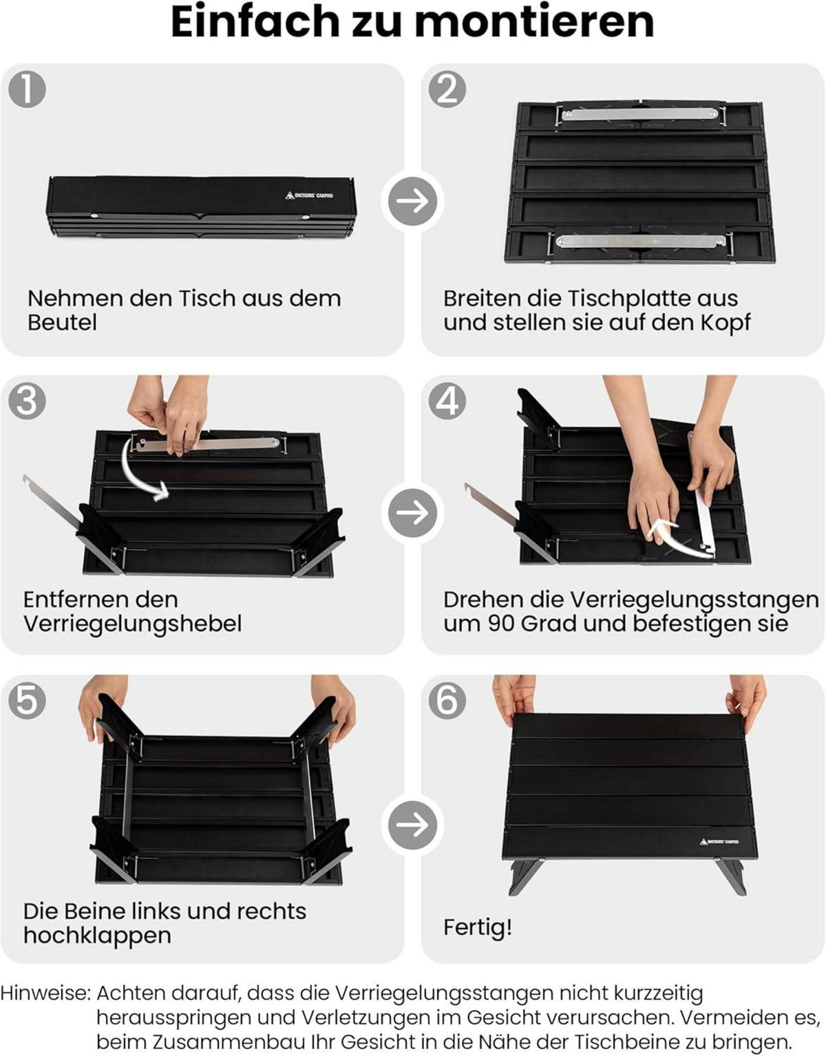 Campingtisch klappbar Alu 30 kg Tragfähigkeit Outdoor Mini Wandern 39,5 x 29 x 12,5 cm
