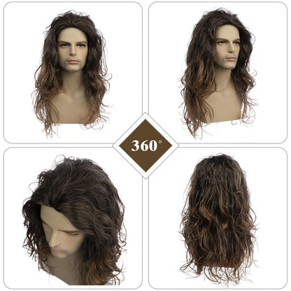 Braune Lockenperücke Herren – Synthetisch, Kostüm & Party