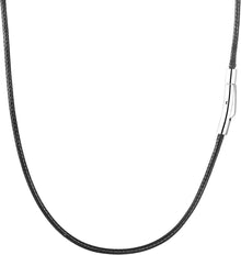 Lederkette Herren Schwarz 46-76cm 2/3mm Verschluss Kautschuk