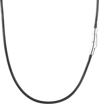 Lederkette Herren Schwarz 46-76cm 2/3mm Verschluss Kautschuk