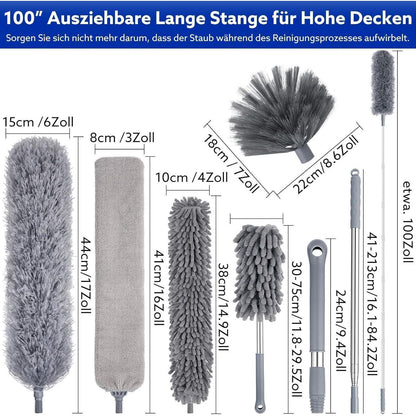 Teleskop Staubwedel Set 250cm, Mikrofaser & Chenille, Waschbar
