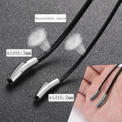Herren Lederkette mit Druckverschluss 2/3mm Schwarz 56cm