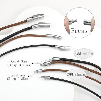 Herren Lederkette mit Druckverschluss 2/3mm Schwarz 56cm