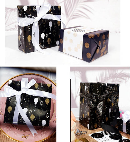 3 Rollen metallisches Geschenkpapier 16,9 Zoll x 10 Fuß - Geburtstag