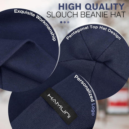 Slouchy Beanie Mütze Damen & Herren – Weiche Baumwoll Beanie Blau