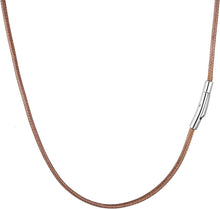 Lederkette Herren Schwarz/Braun 2/3mm Verschluss Kautschuk