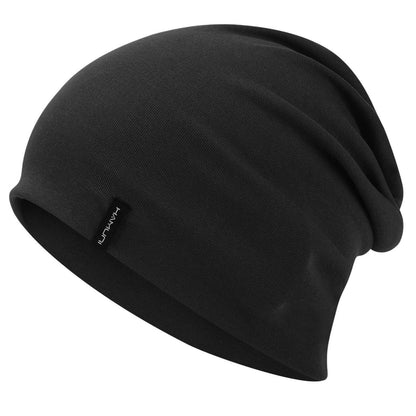 Slouchy Beanie Mütze Damen & Herren – Weiche Baumwoll Beanie Mütze Schwarz