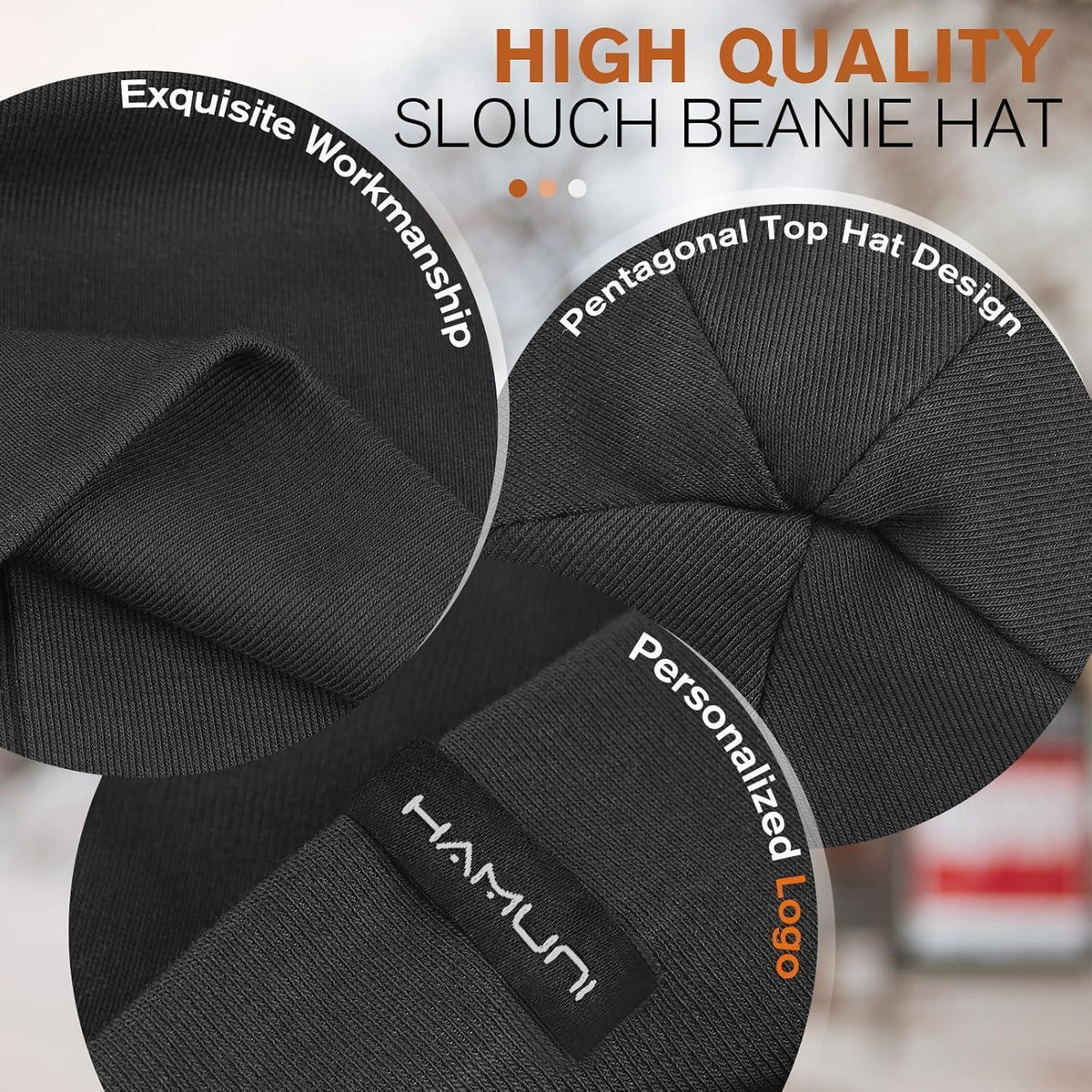 Slouchy Beanie Mütze Damen & Herren – Weiche Baumwoll Beanie Mütze Schwarz