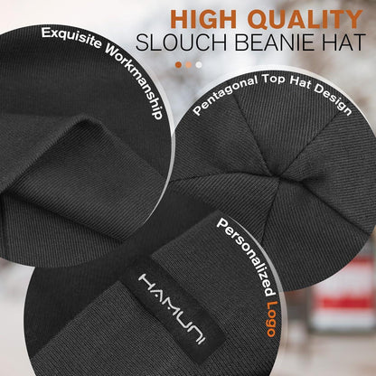 Slouchy Beanie Mütze Damen & Herren – Weiche Baumwoll Beanie Mütze Schwarz