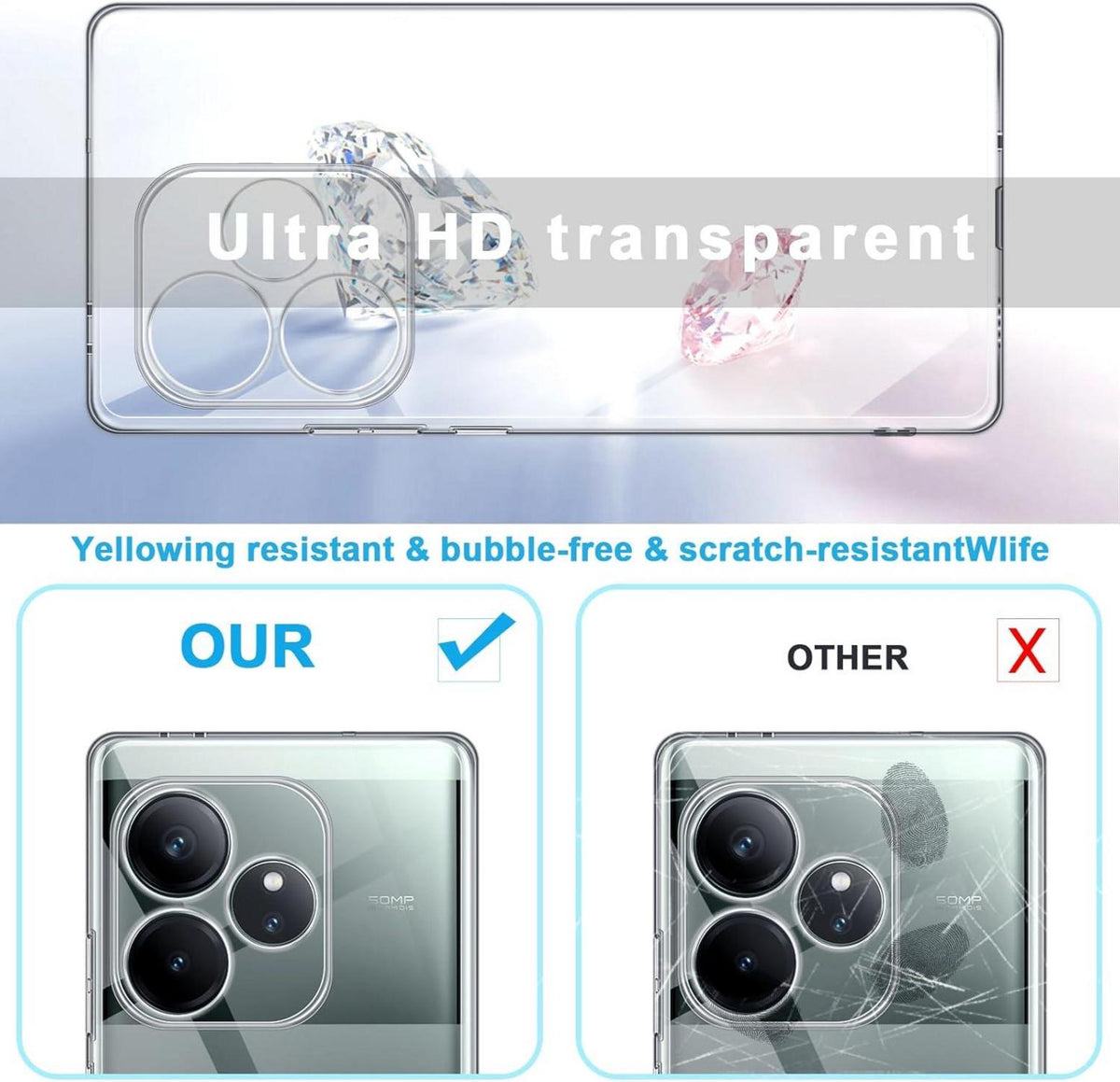 QULLOO Crystal Clear Silikon Hülle Realme GT 6 GT 6T Transparent TPU Schutz